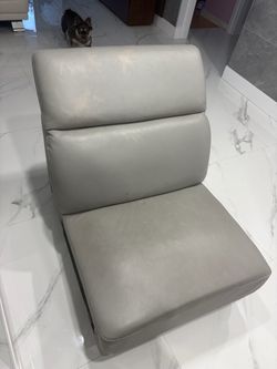 Gray Leather Armless Accent Chair