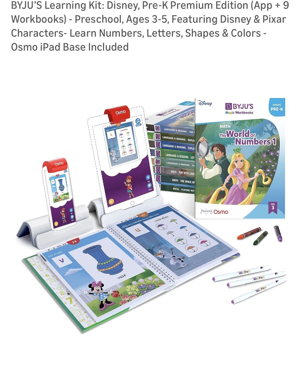 BYJU'S Learning Kit: Disney, Pre-K Premium Edition (App + 9 Workbooks) - Preschool, Ages 3-5, Featuring Disney & Pixar Characters- Learn Numbers, Lett