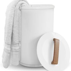 SAMEAT Heated Towel Warmers for Bathroom - Large Towel Warmer Bucket, Wood Handle, Auto Shut Off, Fits Up to Two 40"X70" Oversized Towels, Best Ideals
