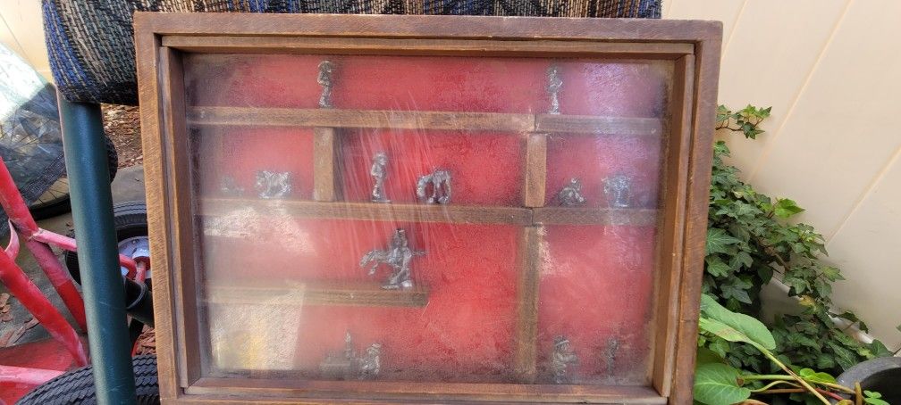Pewter Figurines in display case