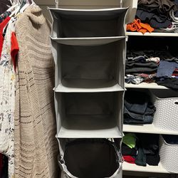 Gray Closet Organizer With Detachable Hamper