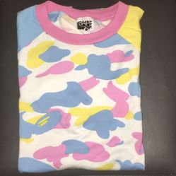 Men's Bape Cotton Candy Camo Crazy Sweat Shirt Multi Camo Ape Size S