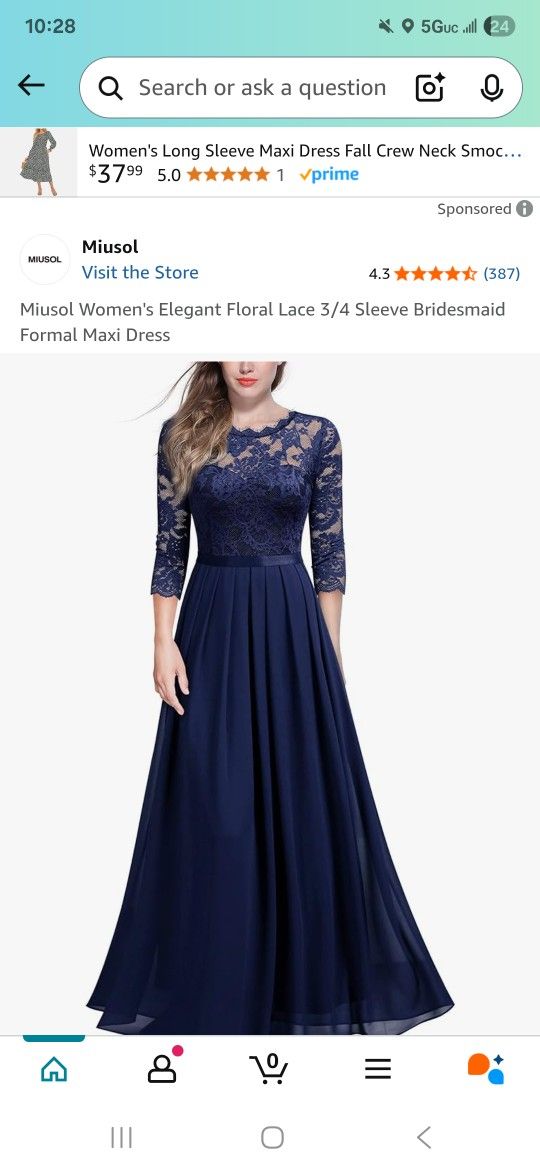 Miusol Women's Plus Size Elegant V Neck Ruffle Floral Lace Bridesmaid Maxi Dress