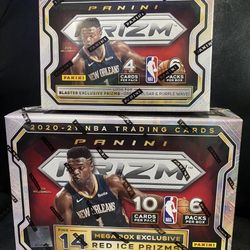 Panini Prizm 2020-21 NBA Trading Cards Mega + Blaster Box Red Ice