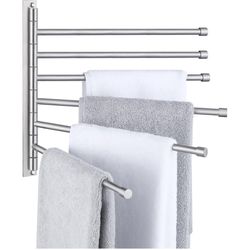 KES Swing Out Towel Bar, 6-Bar Folding Arm Swivel Hanger Bathroom Storage Organizer Wall Mount Rustproof 13 Inch SUS 304 Stainless Steel Brushed Finis