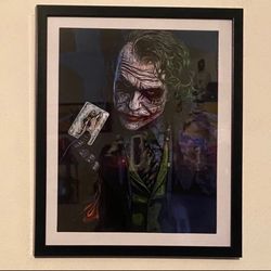 The Joker From The Dark Night Film Art Piece With Black Frame