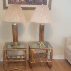 Bamboo End Tables and Lamps