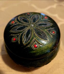 Vintage Wooden Hand Carved and Painted Poland Box.