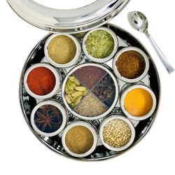 spice dabba Stainless Steel Indian Spice Box,Salt Pepper Unique Design for Spices, Steel Masala Dabba|Spice Container with Lid,Kitchen Spice Box|Size 