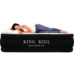 King Koil Air Mattress Twin with Built-in Pump, Inflatable Blow Up Bed