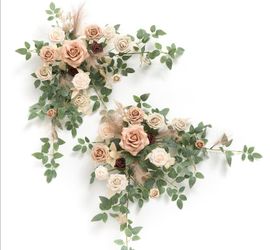 Beige and champagne floral swags (2 pack)