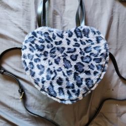 Grey Leopard Heart Purse