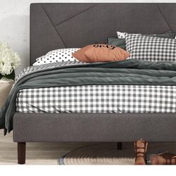 Gray Upholstered Bed Frame