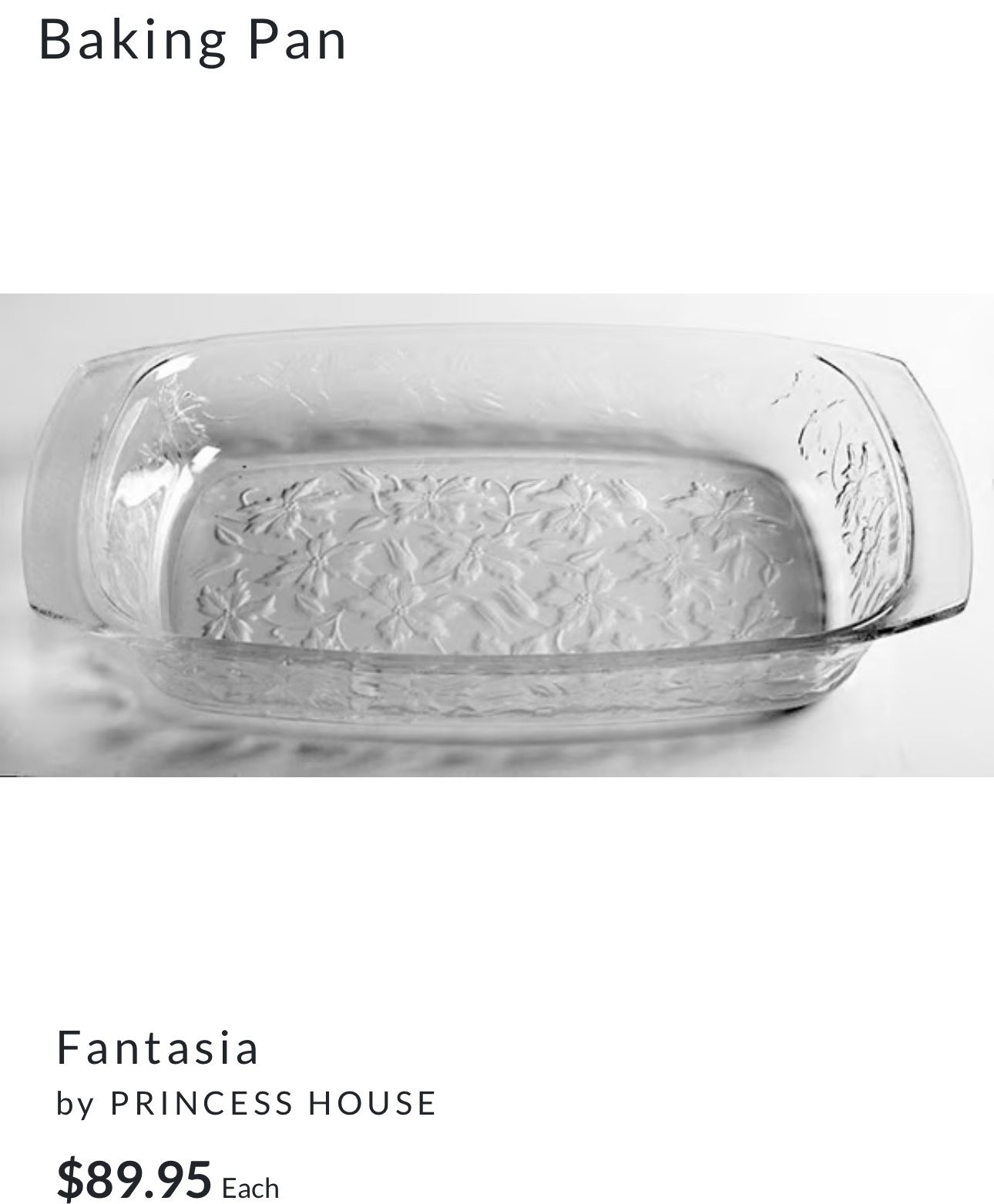 Princess House Fantasia Glass Baking Pan
