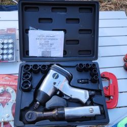 Central Pneumatics Air Impact Wrench And Ratchet Gun With Sockets And Case