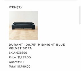 CB2 Durant Sofa Midnight Blue