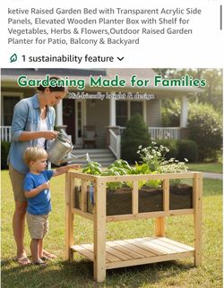 Elevated Wooden Raised Garden Bed with Acrylic Panels