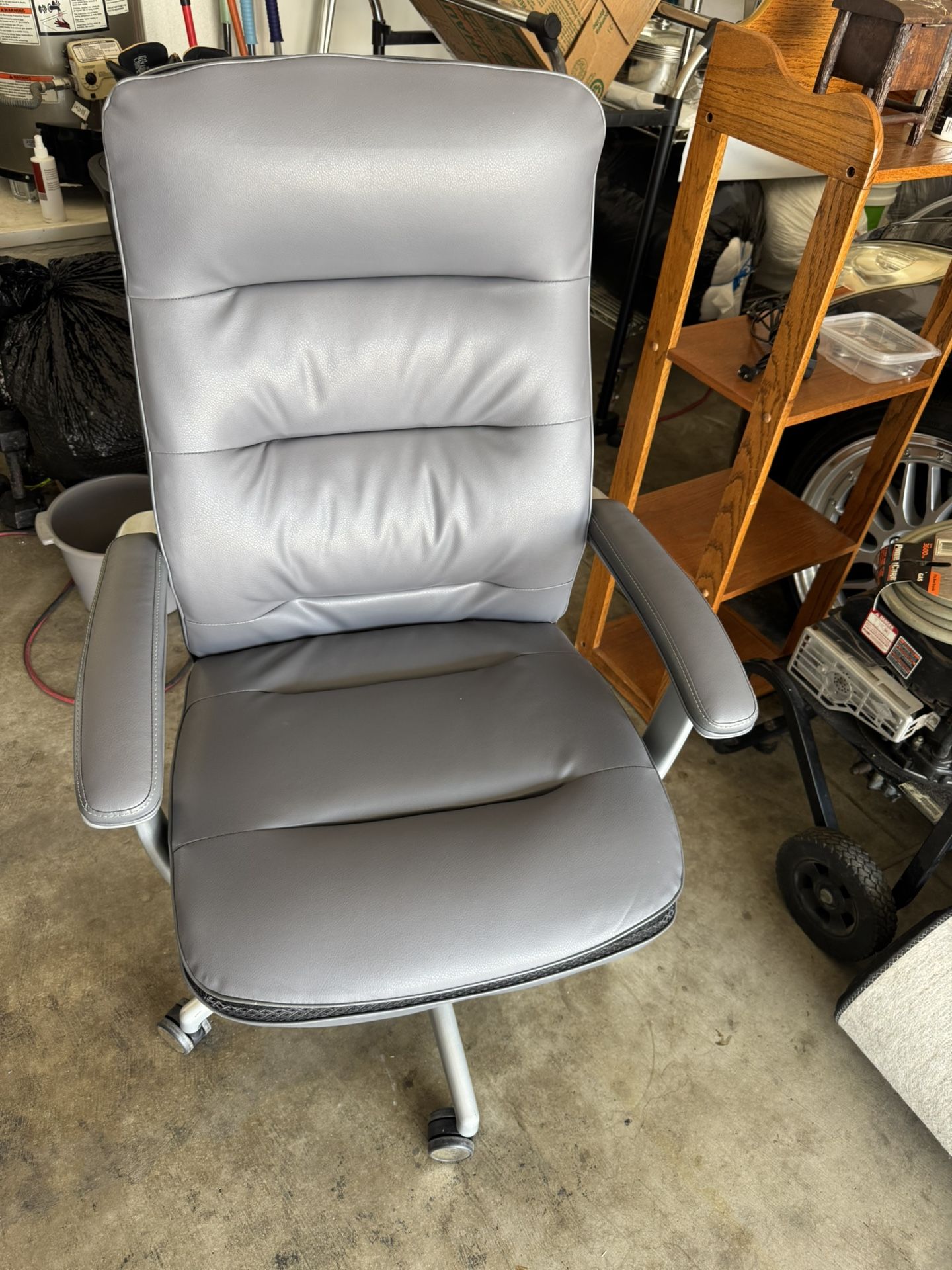 Leather office chair, $80