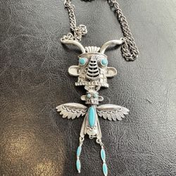 Native American sterling silver and turquoise necklace