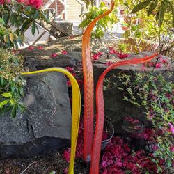 Red, Orange And Yellow Glass Leaves