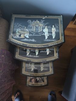 Oriental style glass table collection