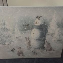Snowman Textured Painting