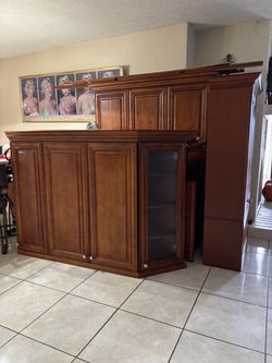 Kitchen Cabinets Cherrywood- Great Condition With Double Stainless Steel Sink & Faucet/Garbage Disposal & Drop-In Oven Top