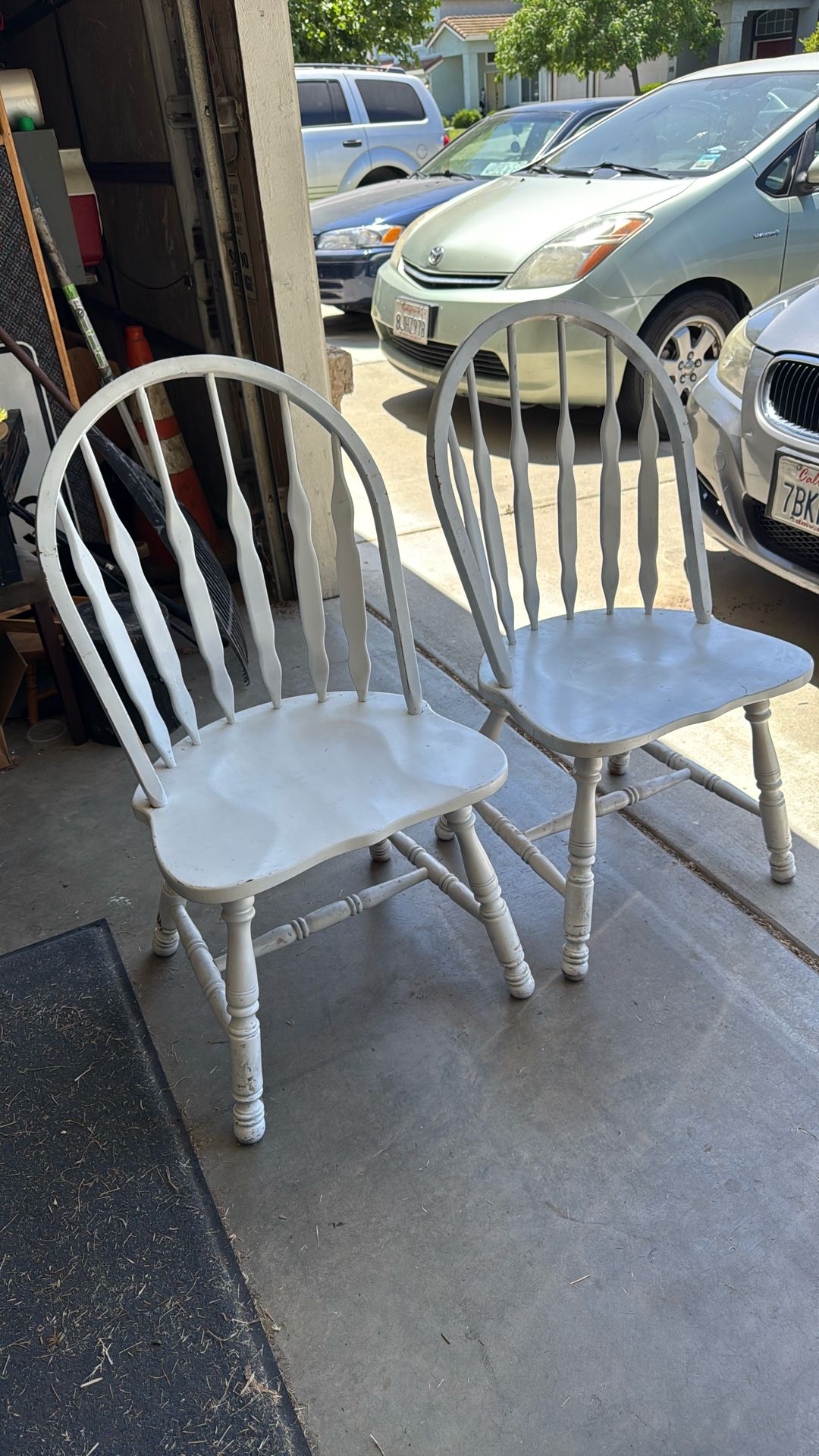 Two white chairs