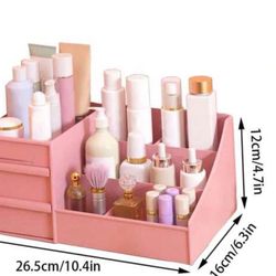 1pc Drawer Organizer Box For Files, Stationeries, Makeups, Lipsticks, Brushes, Lotions, Eye Shadows, Nail Polishes And Jewelries, For Desk, Bathroom, 