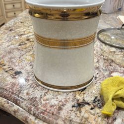 Gold Trimmed Waste Basket