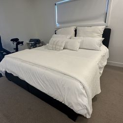 King Size Bed Frame – Dark Brown (Great Condition) 