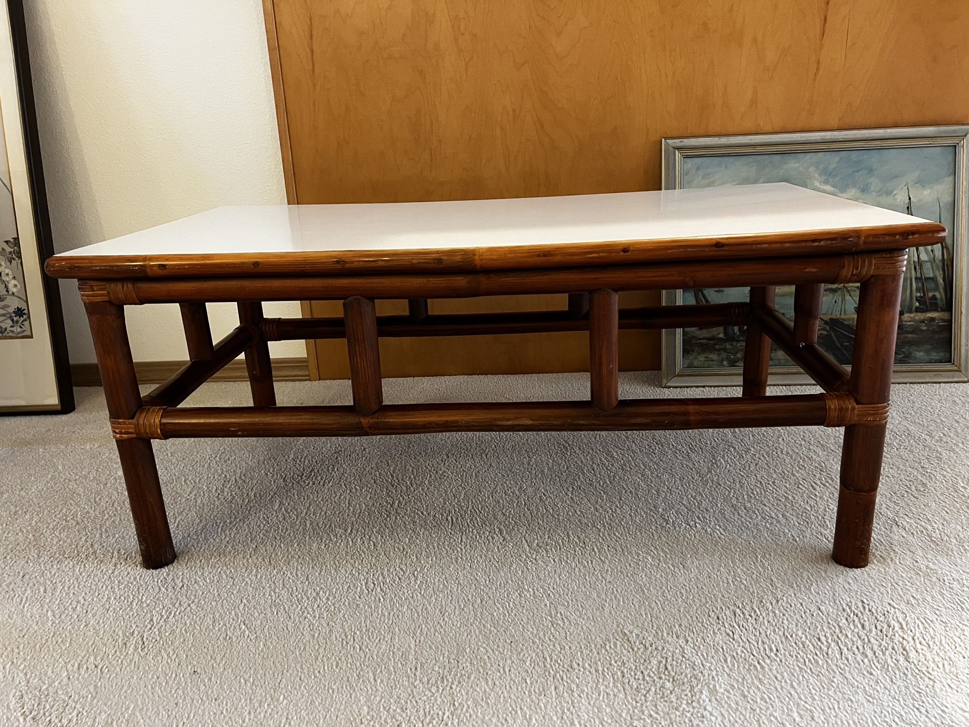 1970’s Bamboo Rattan Coffee Table