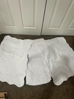 Maltese white coverlet and sham covers