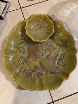Large serving plate with sauce holder thanksgiving