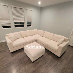 Gorgeous 4-Pc Corduroy Sectional Sofa With Ottoman (On Sale ‼️)