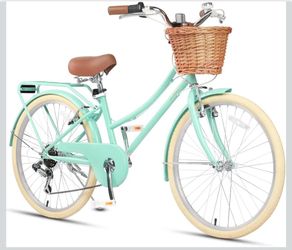 Mint Green Retro City Cruiser Bike with Basket size 24"