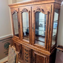 Solid Wood China Cabinet With Glass Display