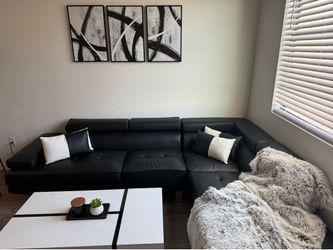 Black leather couch