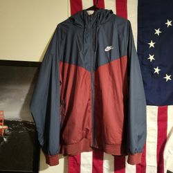 Rare Nike Windrunner Jacket Windbreaker Nylon Glanz Maroon Blue XL