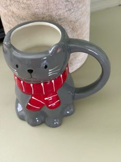 Wondershop Gray Cat Mug with Red Scarf