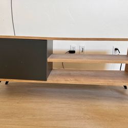 Modern TV Stand / Media Console (Wood + Black)