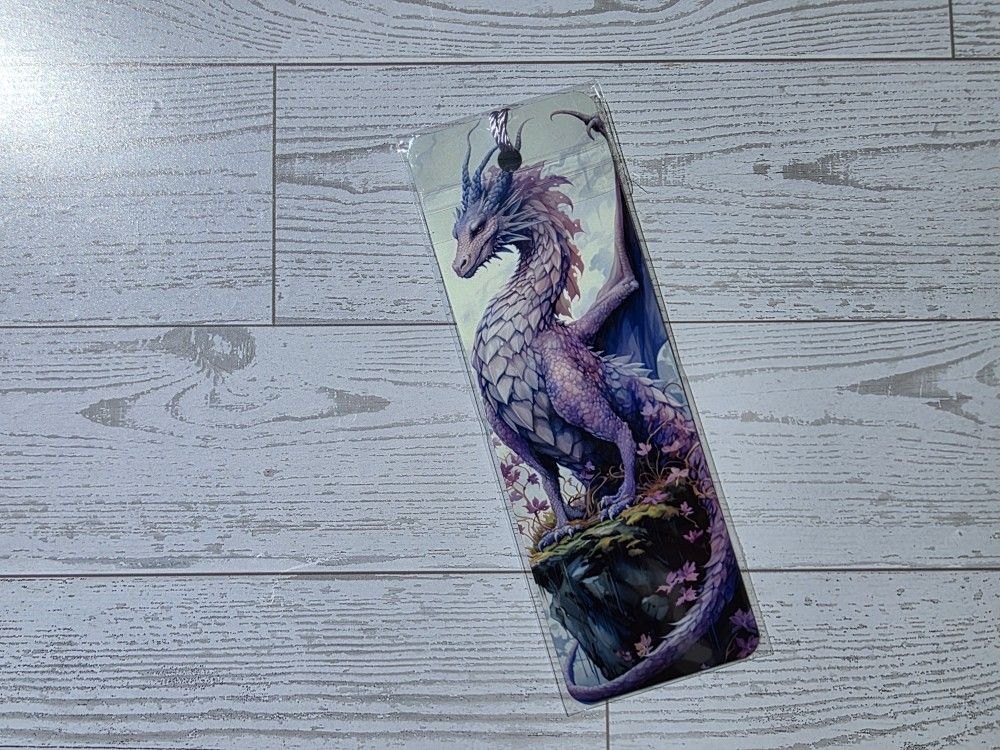 Purple & Blue Dragon Fantasy Metal Bookmark β Shipping Only