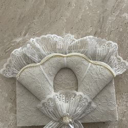 Vtg Wedding Guest Book Never Used Lace Covered 1980