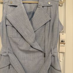 Calvin Klein Light Blue Sleeveless Moto Dress – NWT (Size 12)