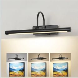 24" Picture Light for Wall Black Rechargeable Wireless Remote Lights Dimmable LED Art Painting Light with 3 Color Temp Display for Gallery Artwork Pai