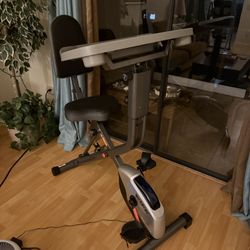 EXERPEUTIC EXERWORK Folding Exercise Desk Bike with 24 Workout Programs