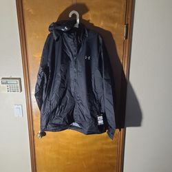 Mens 2XL Under Armour Storm Black Hooded Rain Jacket