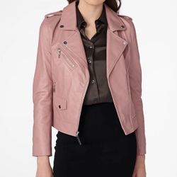 Genuine Leather Jacket Mauve Blush  XS 