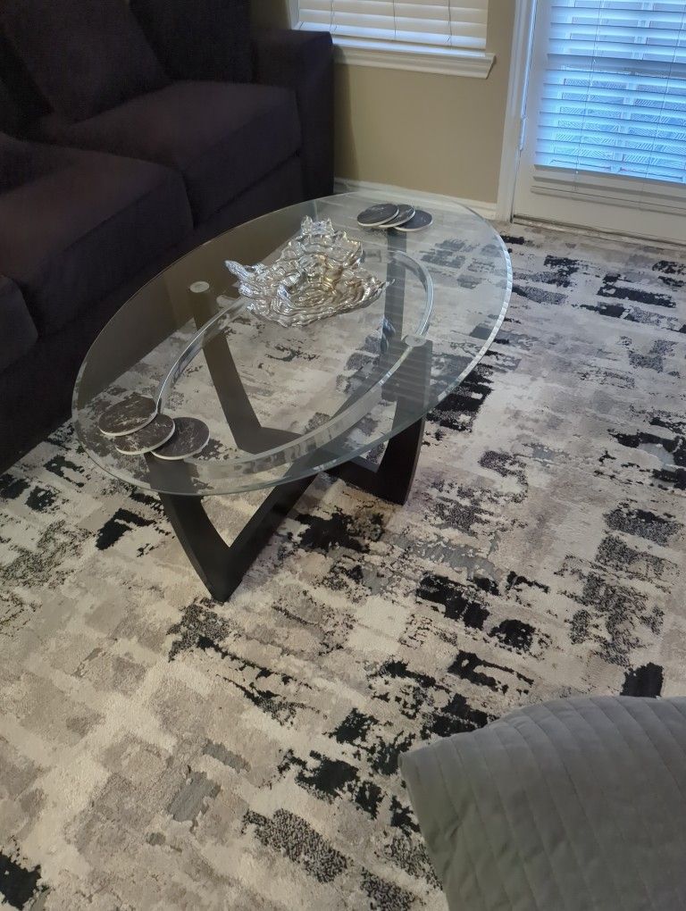 Glass Oval Coffee Table