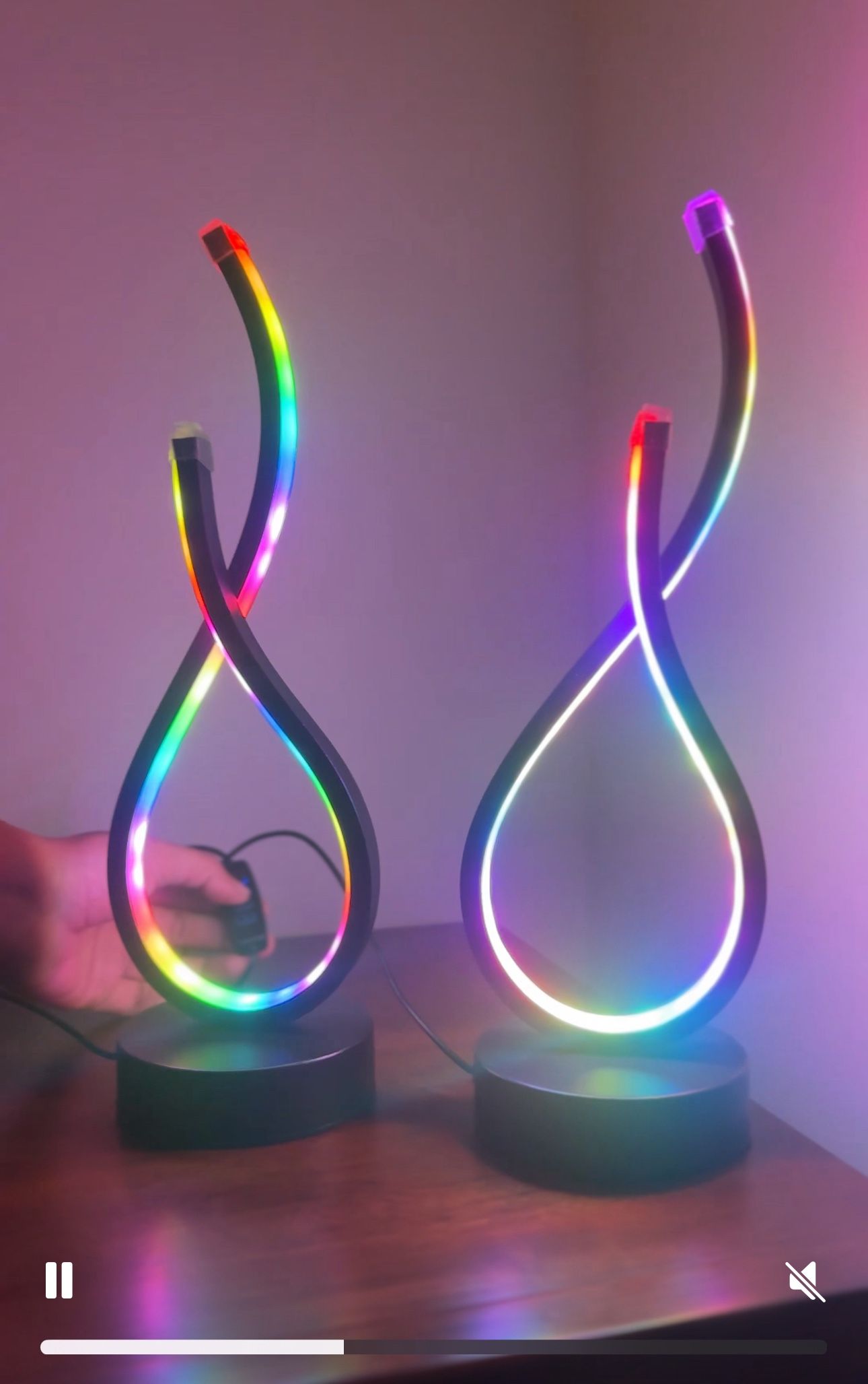 RGB Spiral LED Table Lamps – Set of 2 (Brand New)